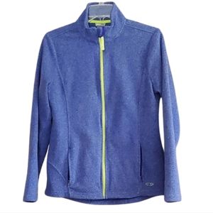 Women's Champion jacket. Blue, with greenish yellow trim. Size S.